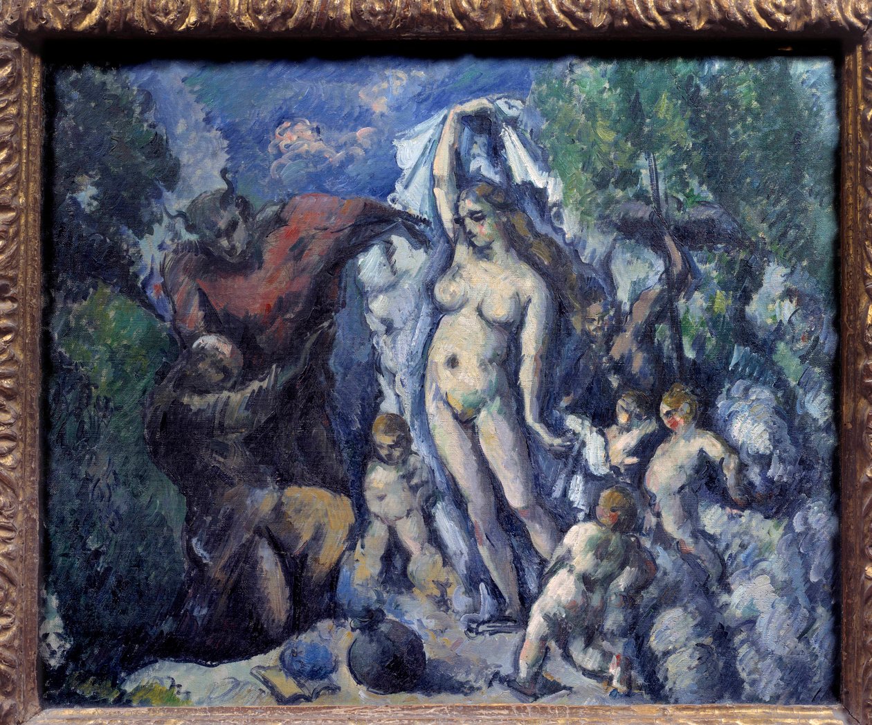 Frestelsen av Sankt Antonius Eremiten Sankt Antonius den store (251-356) (eller Sankt Antonius eremit eller Sankt Antonius abbe) utsätts för djävulens frestelser i öknen. Målning av Paul Cezanne (1839-1906) 1875 sön. 0,47x0,56 m. Par av Paul Cézanne