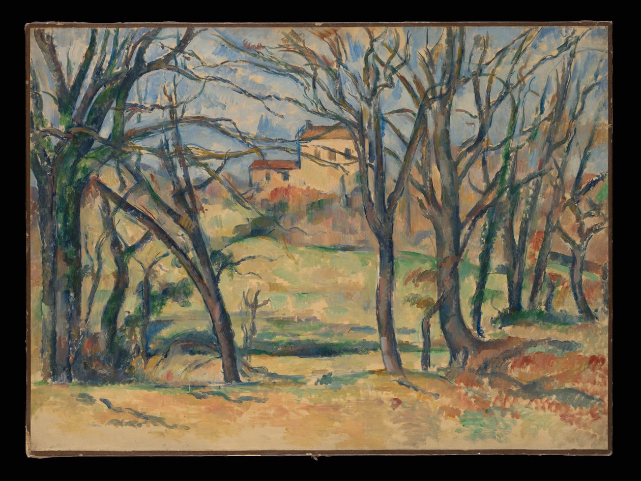 Träd och hus nära Jas de Bouffan av Paul Cézanne