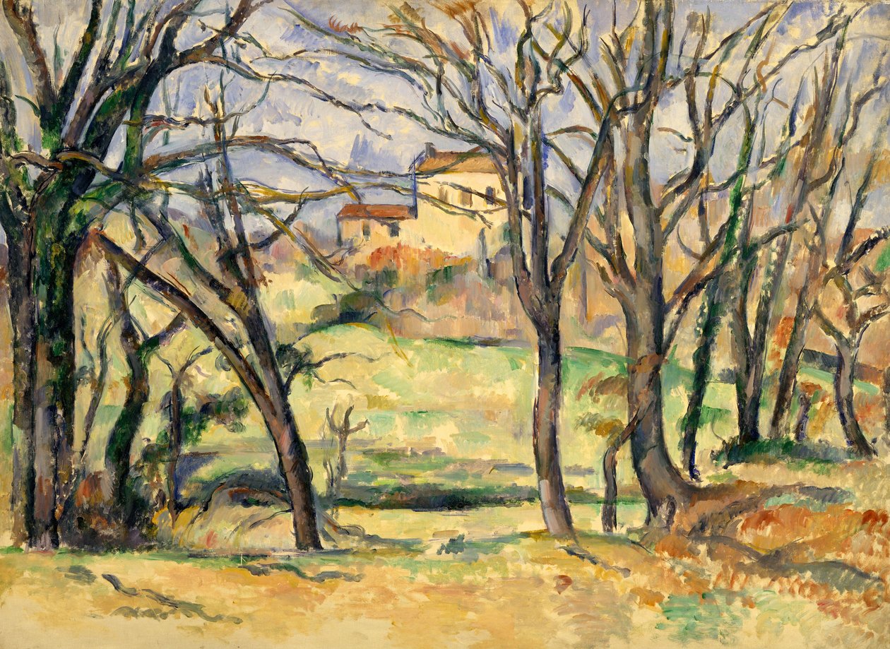 Träd och hus nära Jas de Bouffan av Paul Cézanne