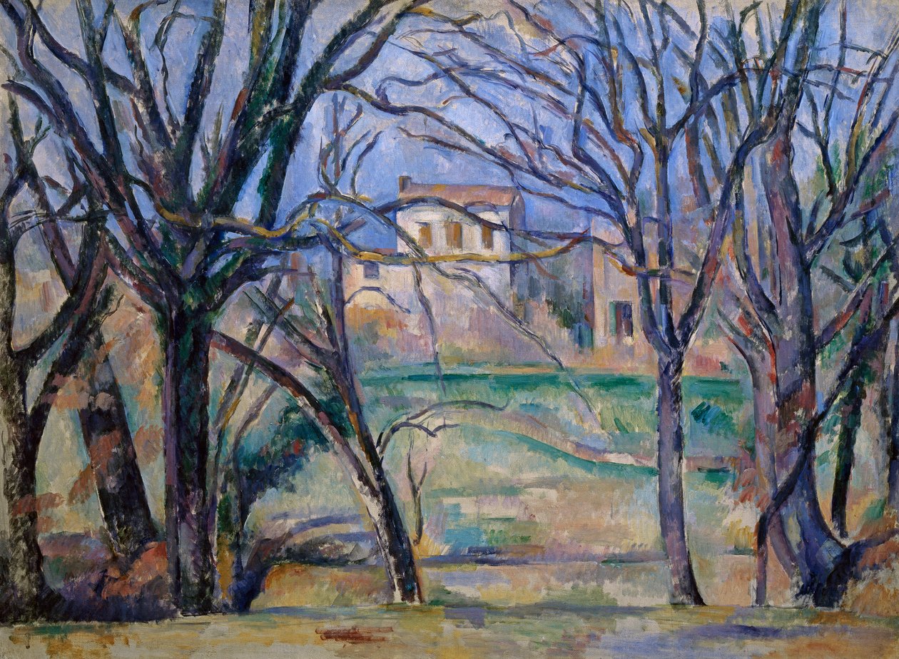 Träd och hus av Paul Cézanne