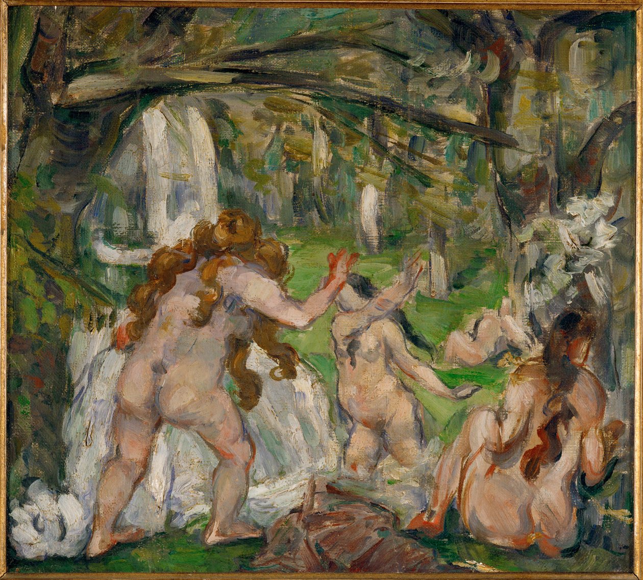 Tre badande (olja på duk) av Paul Cezanne