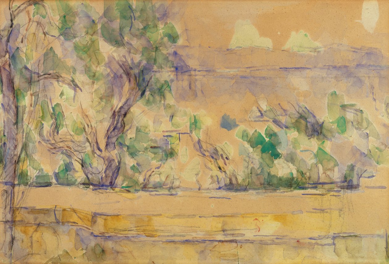 Utsikt tagen i studion i Lauves (akvarell över penna på papper) av Paul Cézanne