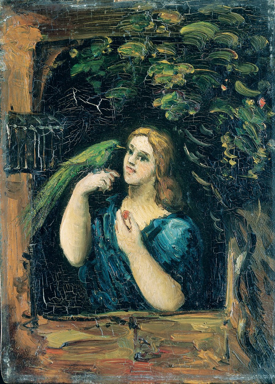 Kvinna med en papegoja av Paul Cézanne