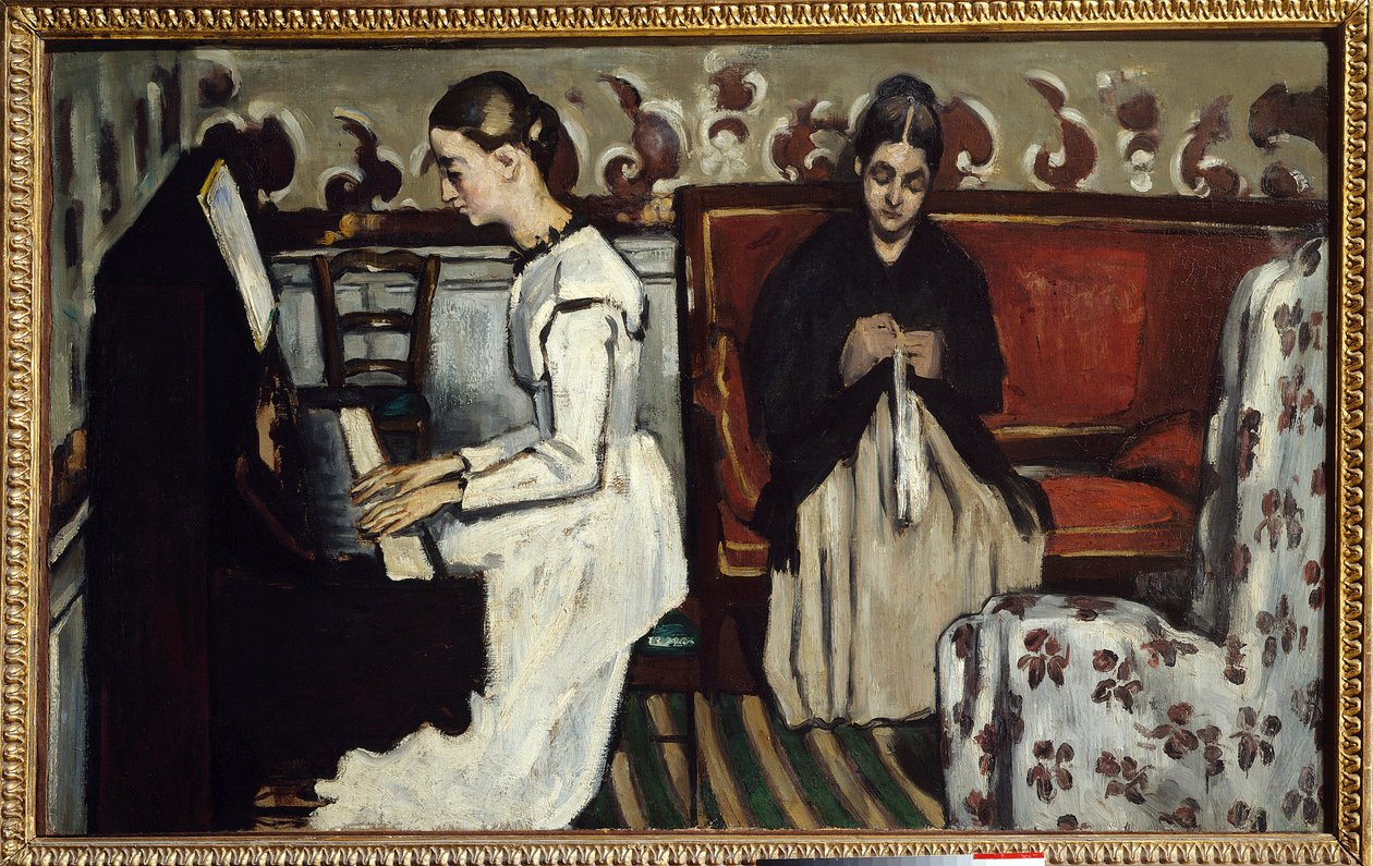 Ung flicka vid pianomålningen av Paul Cezanne (1839-1906) av Paul Cézanne