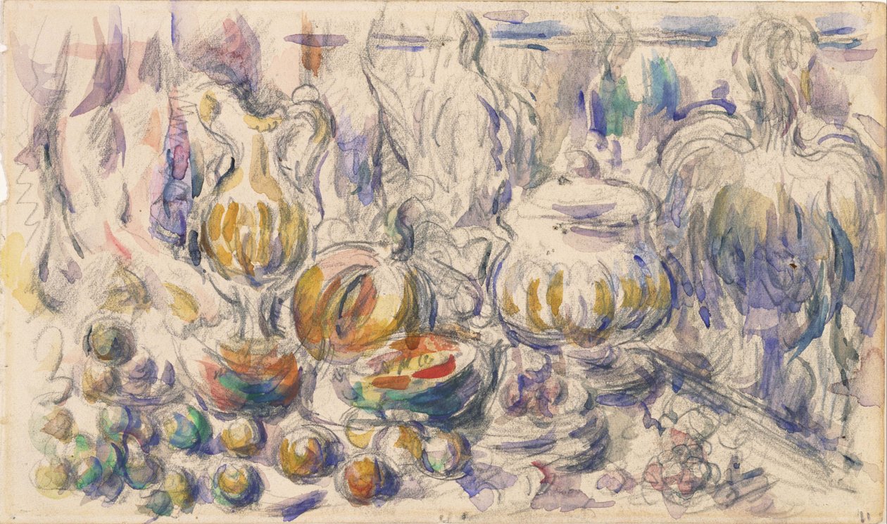 Vattenkanna och soppskål av Paul Cézanne