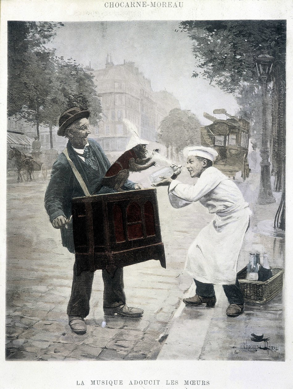 Musik mjukar upp moralen, målning av Chocarne-Moreau, ca. 1900 av Paul Charles Chocarne Moreau