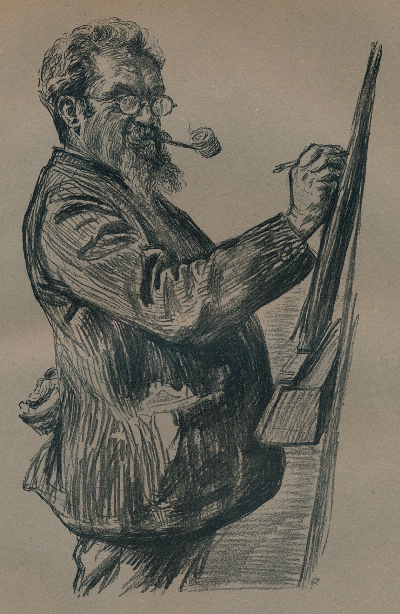 "Ett postumt porträtt av Henry Stacy Marks", c1899 av Paul Charles Renouard