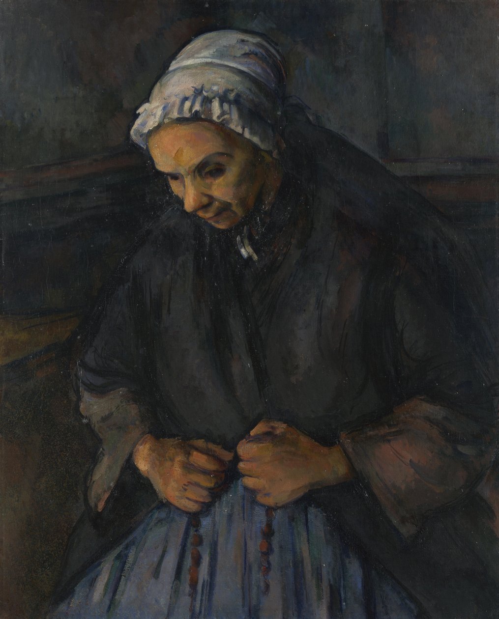En gammal kvinna med en radband, ca. 1895 av Paul Cézanne
