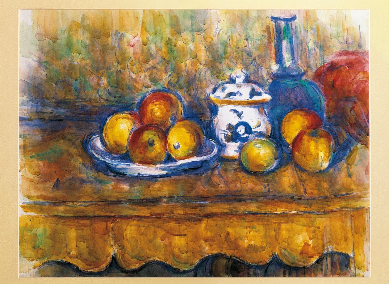 Österrike, Wien, stilleben med blå flaska, oljemålning av Paul Cézanne