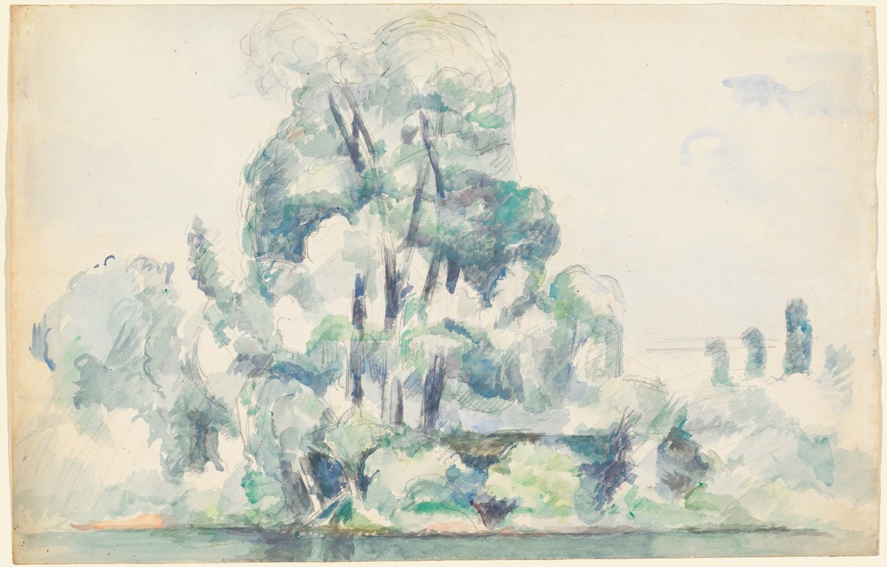 Seines strand vid Médan av Paul Cézanne