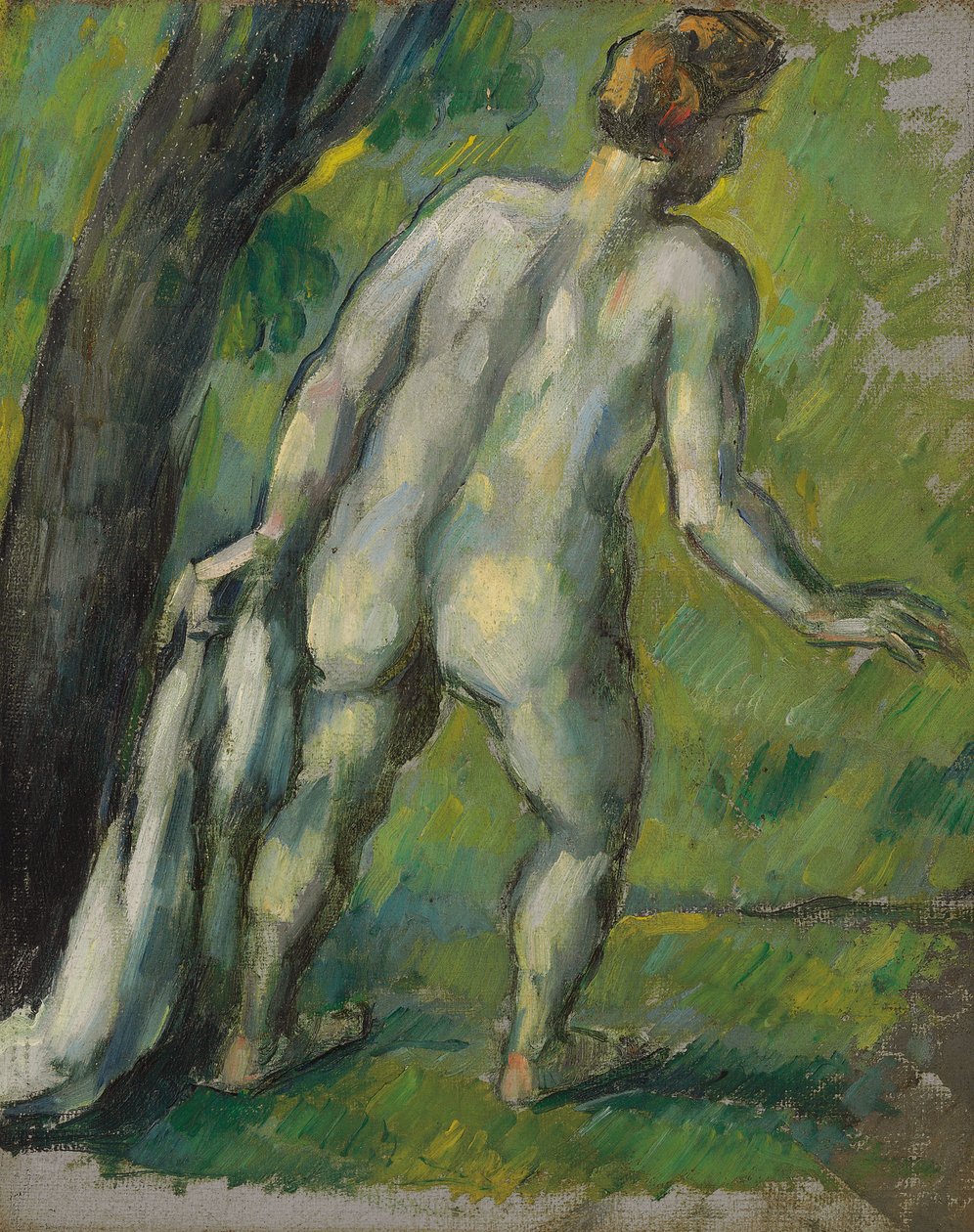 Badare, Utsikt från baksidan; Baigneur, vu de dos, 1877-1878 av Paul Cézanne