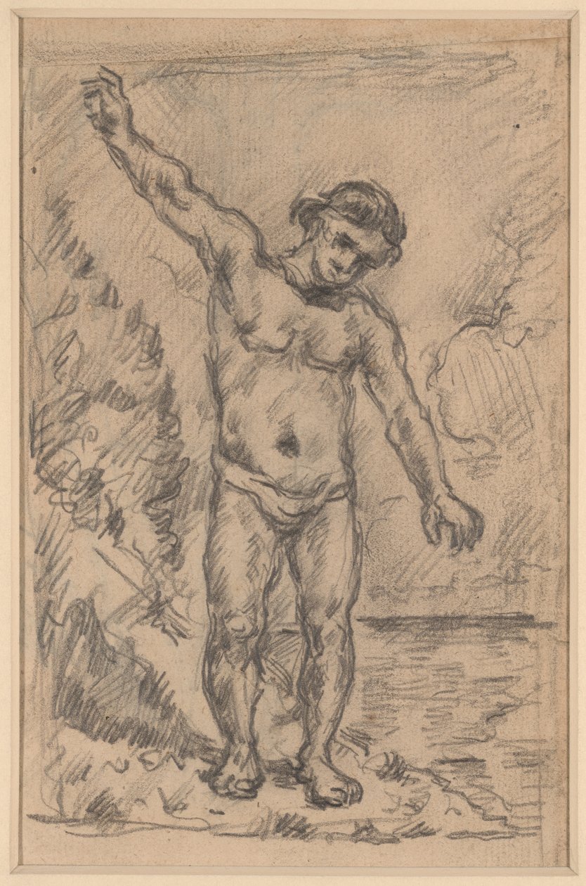Badare med utsträckta armar (recto); Studie av ett träd (verso) av Paul Cézanne