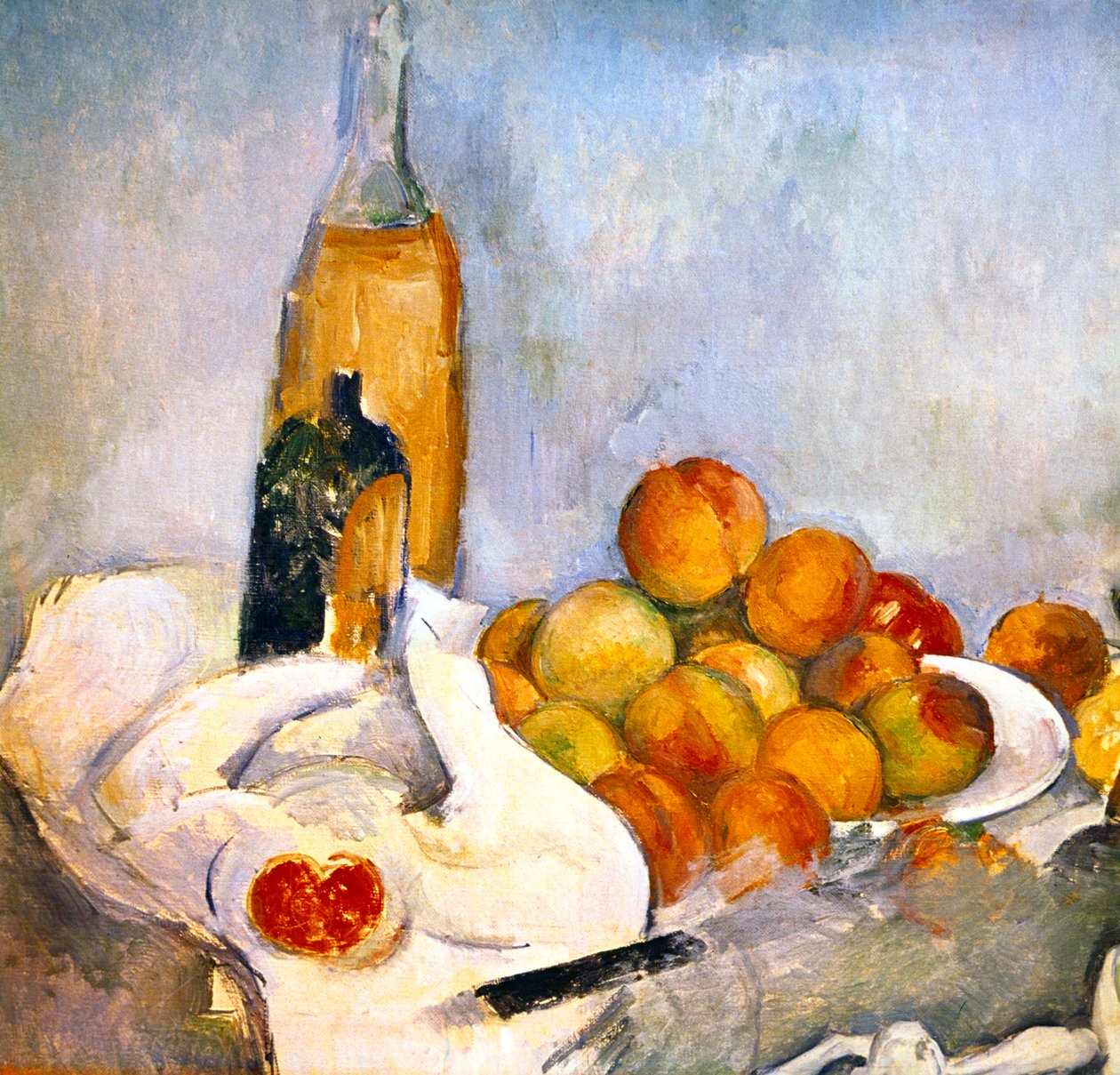 Flaskor och äpplen, c1870-1906 av Paul Cézanne