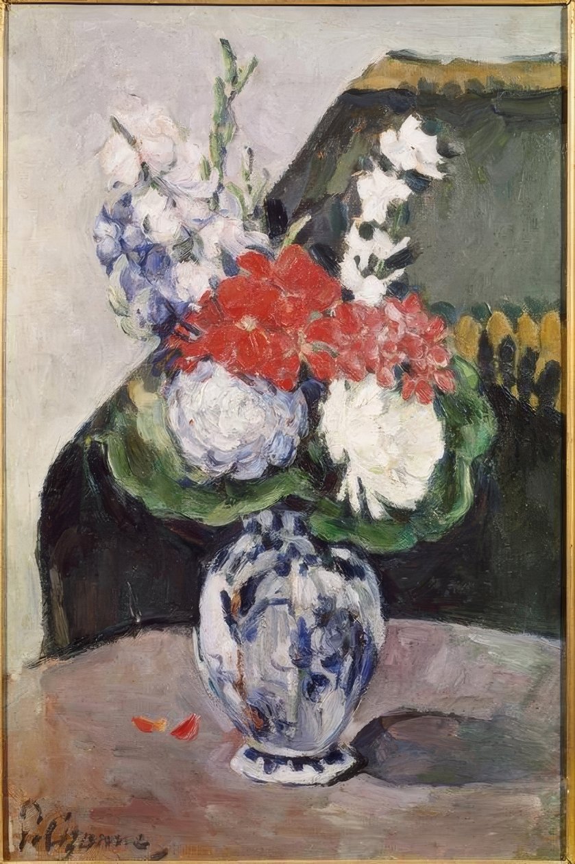 Bukett med lilla Delft av Paul Cézanne