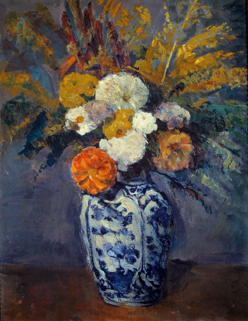 Bukett dahlior. Målning av Paul Cezanne (1839-1906) av Paul Cézanne