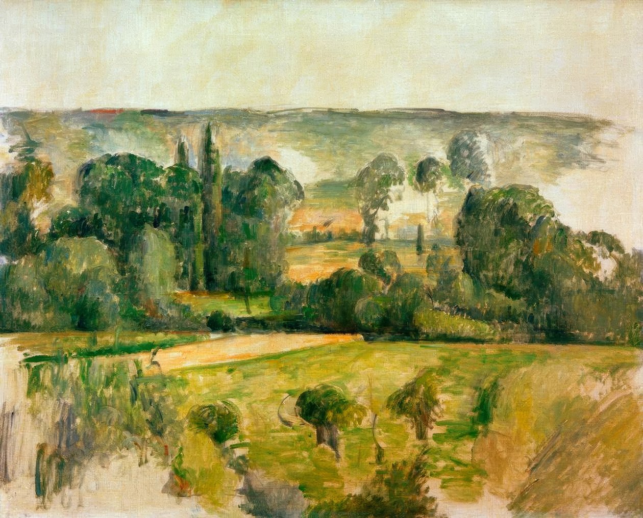 Landsbygd och sluttning, nära Médan av Paul Cézanne
