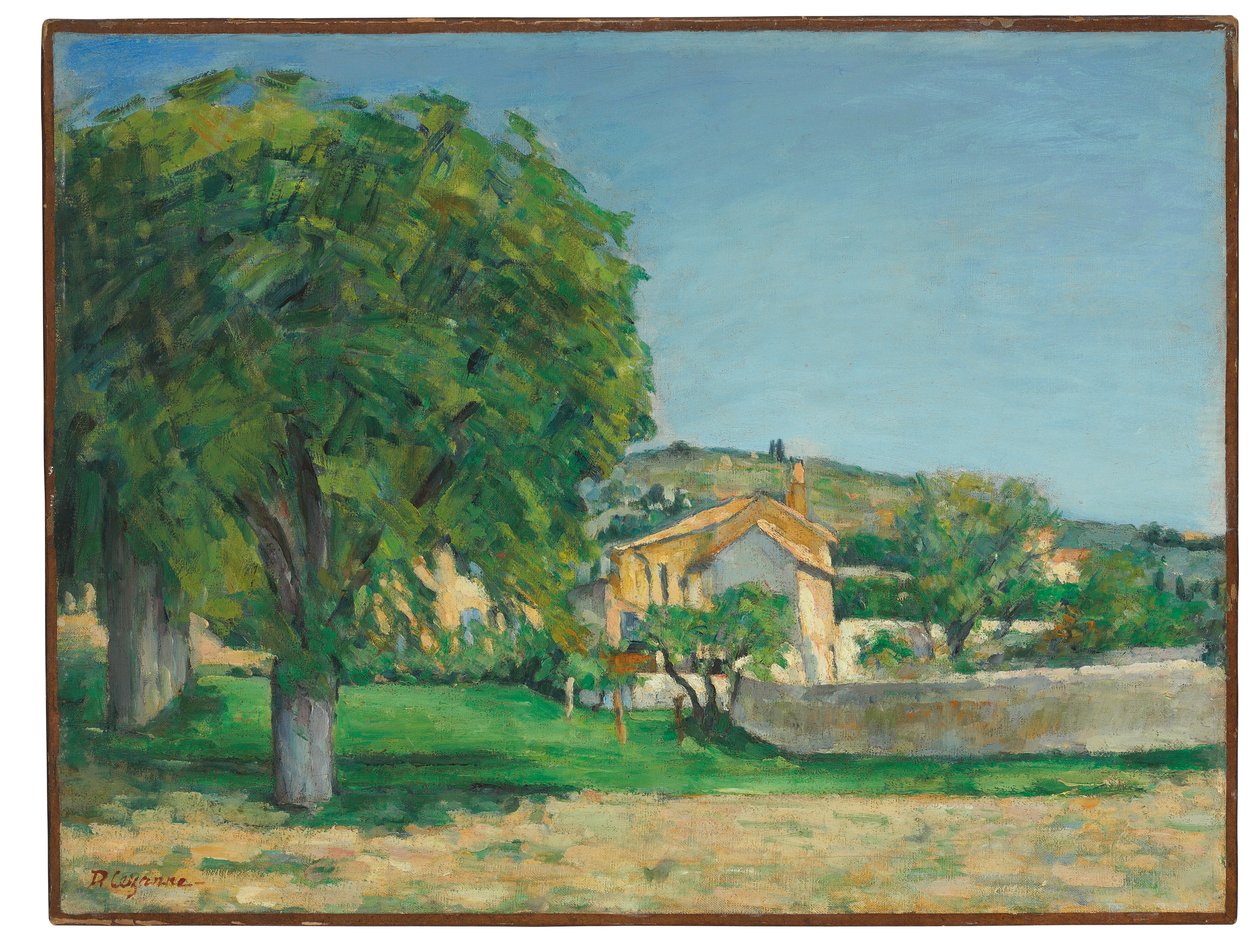 Kastanjeträd och gård vid Jas de Bouffan, c.1876 av Paul Cézanne