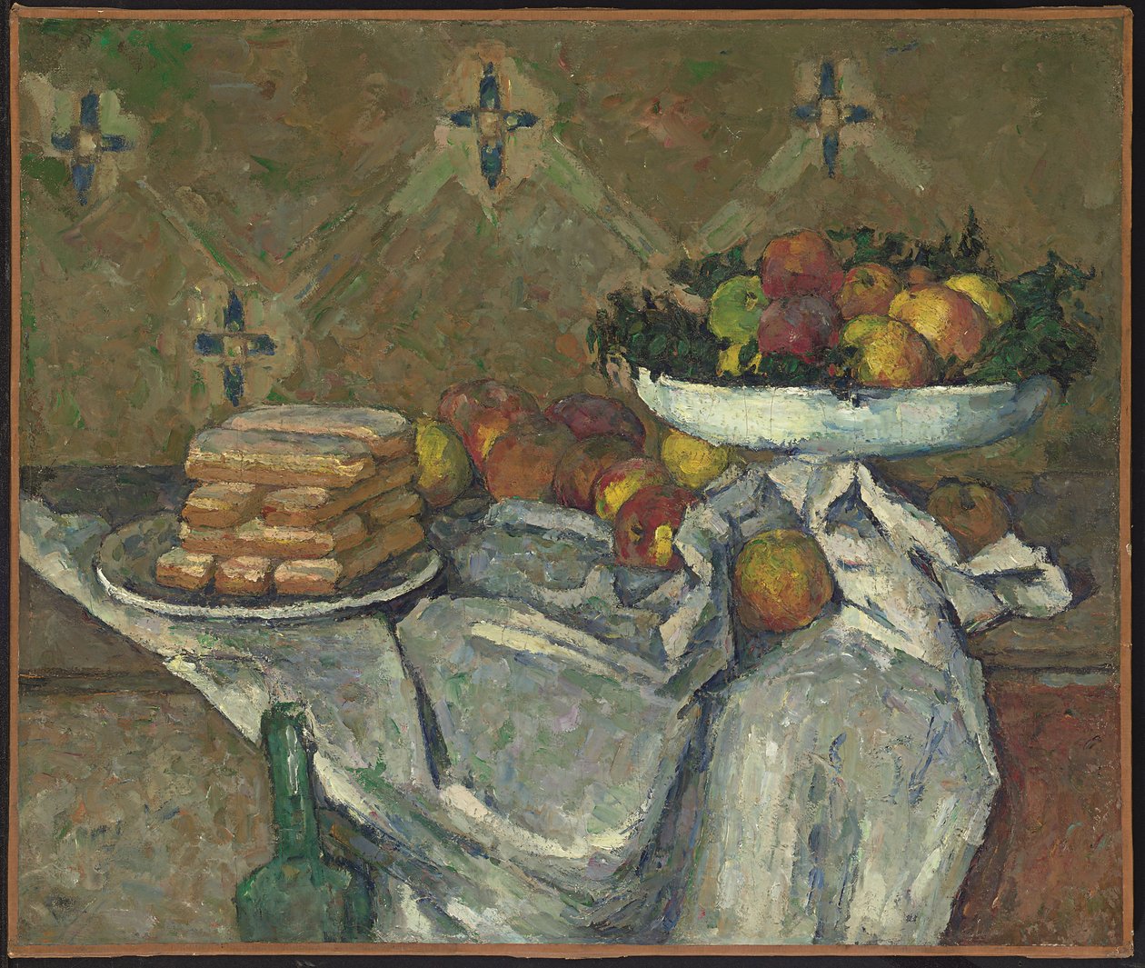 Fruktskål och tallrik med kex, ca 1877 (olja på duk) av Paul Cézanne