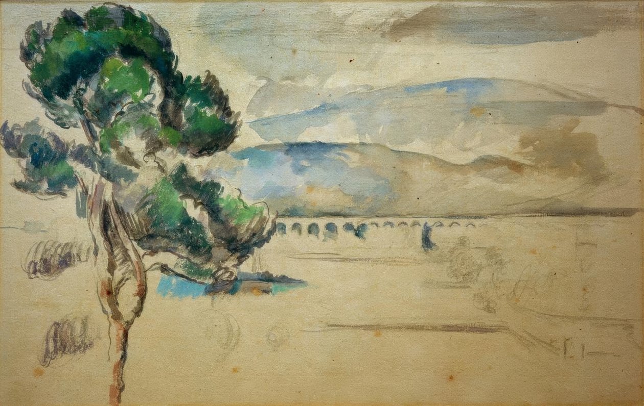 Bågens dal med viadukt och en tall av Paul Cézanne