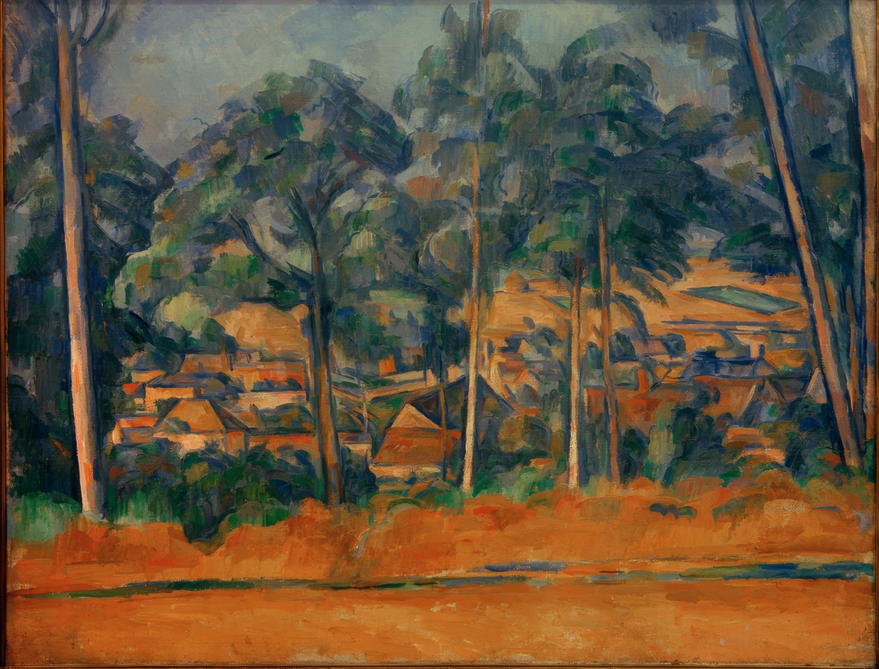 Byn bakom träden av Paul Cézanne