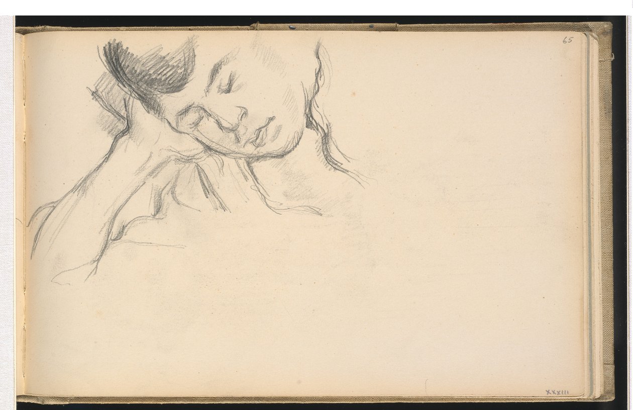 Figur Vila huvudet på handen av Paul Cézanne