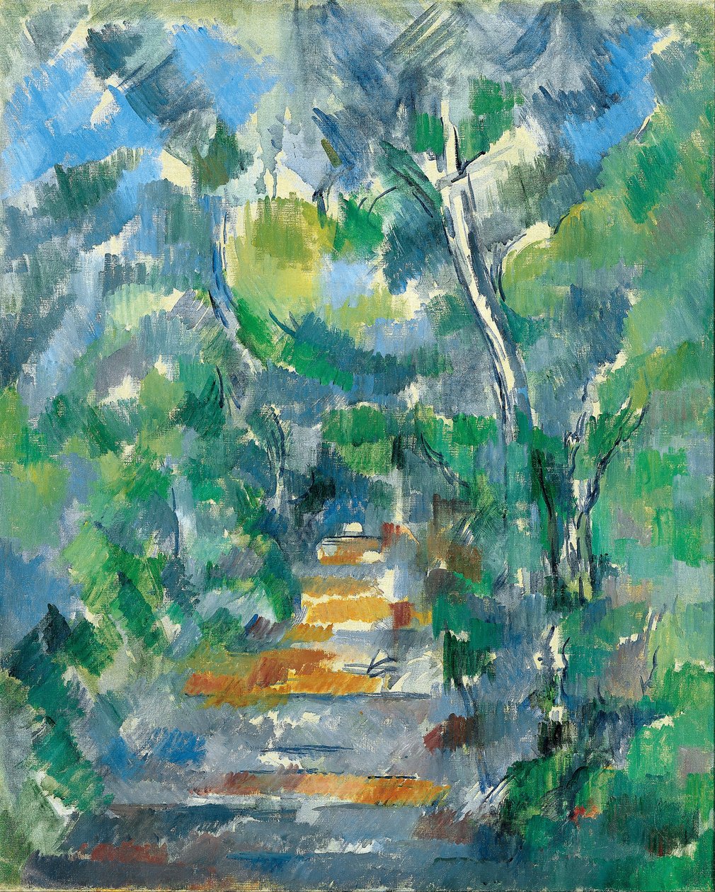 Skogsscen (väg från Mas Jolie till Château noir) av Paul Cézanne