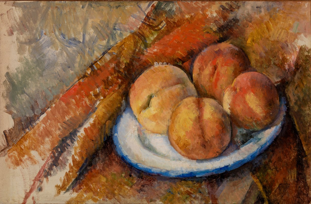 Fyra persikor på en tallrik av Paul Cézanne