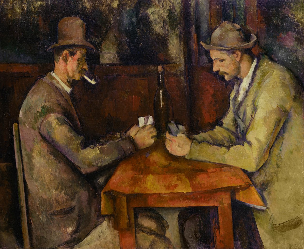 Franska: Les Joueurs de cartes Kortspelarna av Paul Cézanne