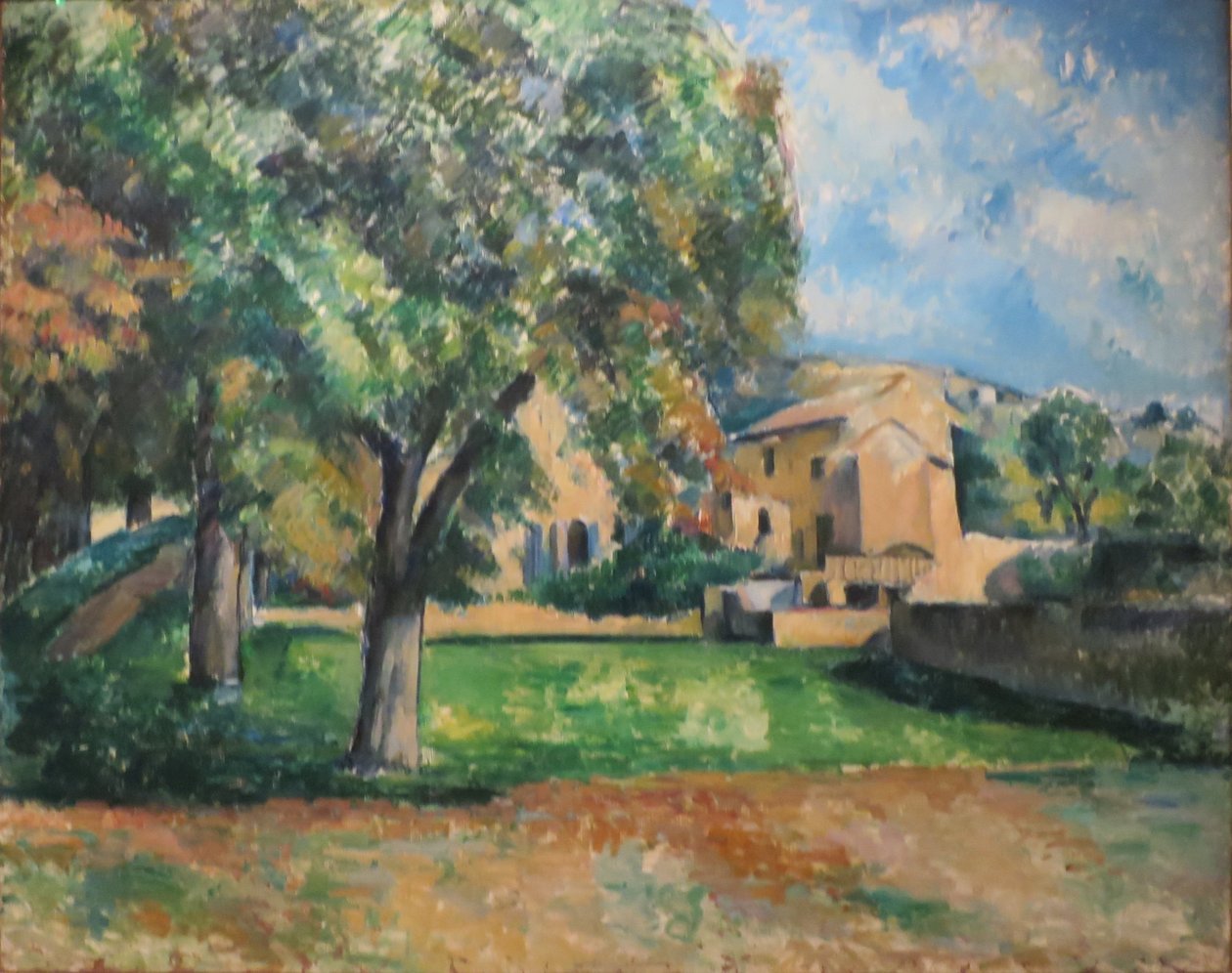 Franska: Marronniers et ferme du Jas de Bouffan Kastanj och Jas de Bouffan-gården av Paul Cézanne