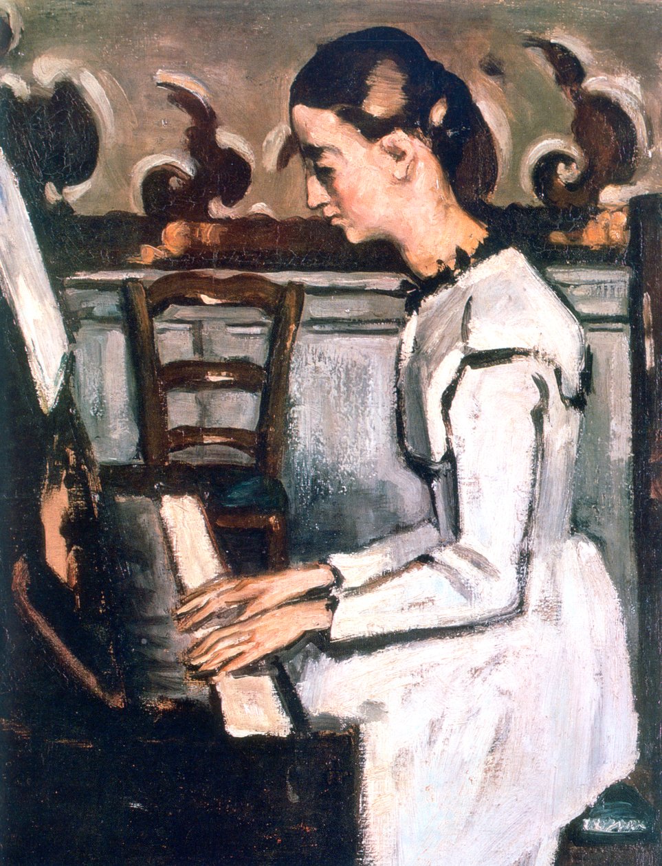 Girl at the Piano, Ouvertyren till Tannhauser, detalj, 1868 av Paul Cézanne