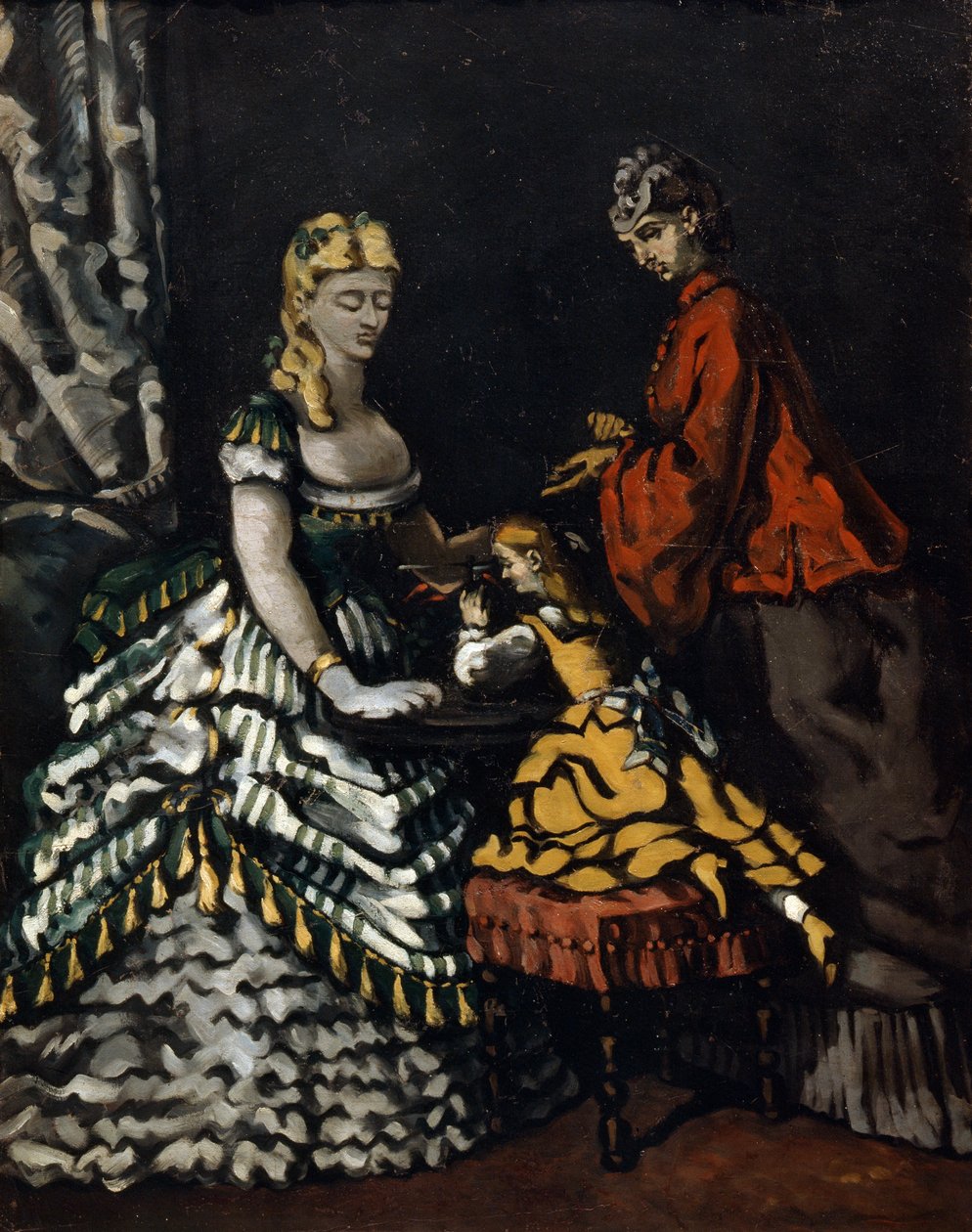 Interiör med två kvinnor och ett barn, c1861 av Paul Cézanne
