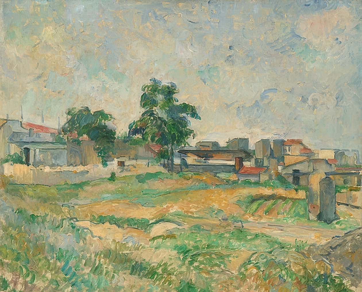 Landskap nära Paris. Omkring 1876 av Paul Cézanne