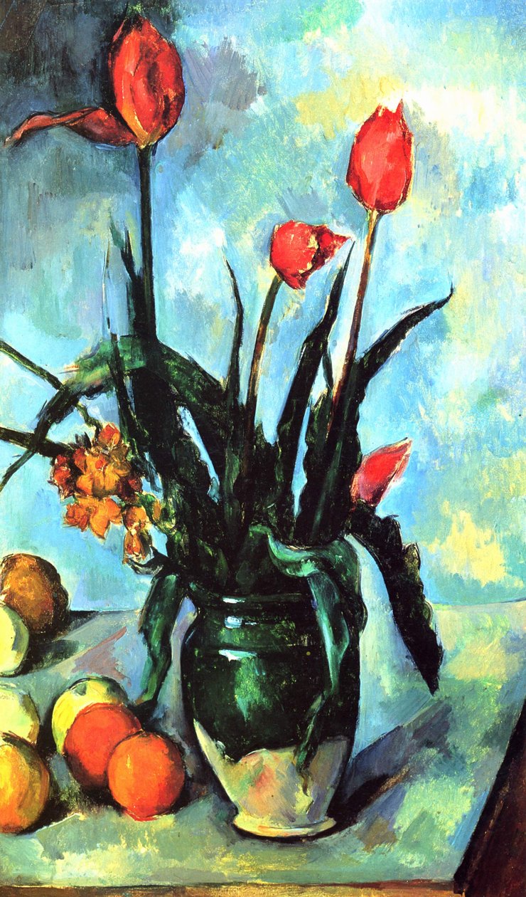 Vas med tulpaner av Paul Cézanne
