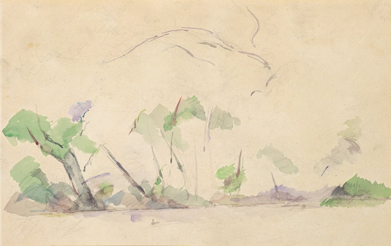 Mont Sainte-Victoire (wc på papper) av Paul Cézanne