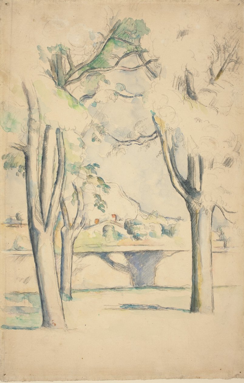 Mont Sainte-Victoire sett bortom muren av Jas de Bouffan, ca. 18851888. av Paul Cézanne
