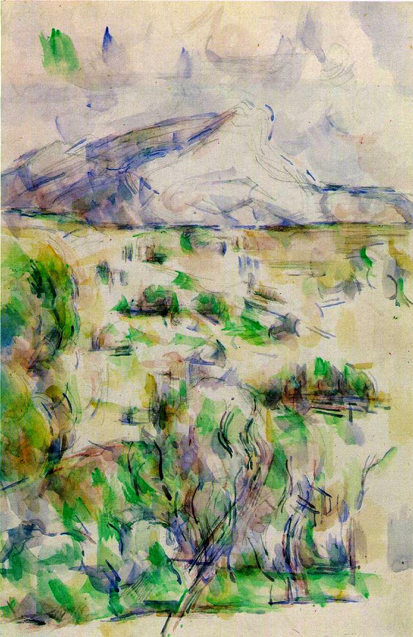 Mont Sainte Victoire från les Lauves, 1902-06 (wc och penna på papper) av Paul Cézanne
