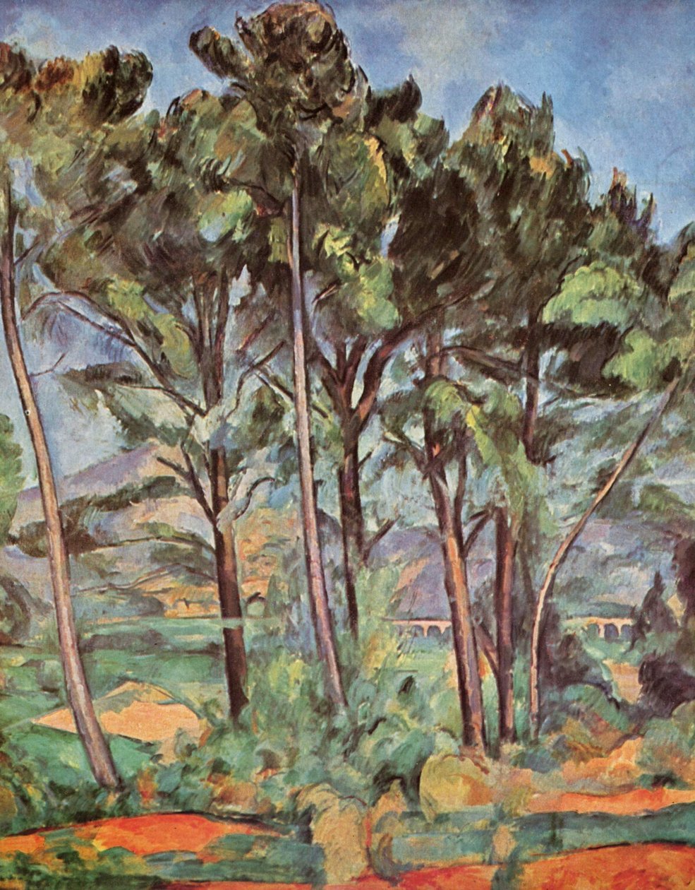 Montagne Sainte-Victoire och Valcrosviadukten av Paul Cézanne