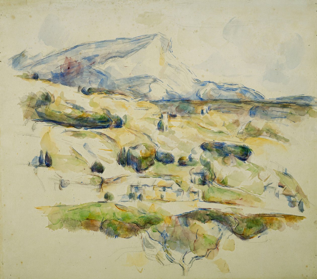 Mount Sainte Victoire ser mot Lauves; Sainte Victoire-berget sett från Lauves, c.1902-1906 av Paul Cézanne
