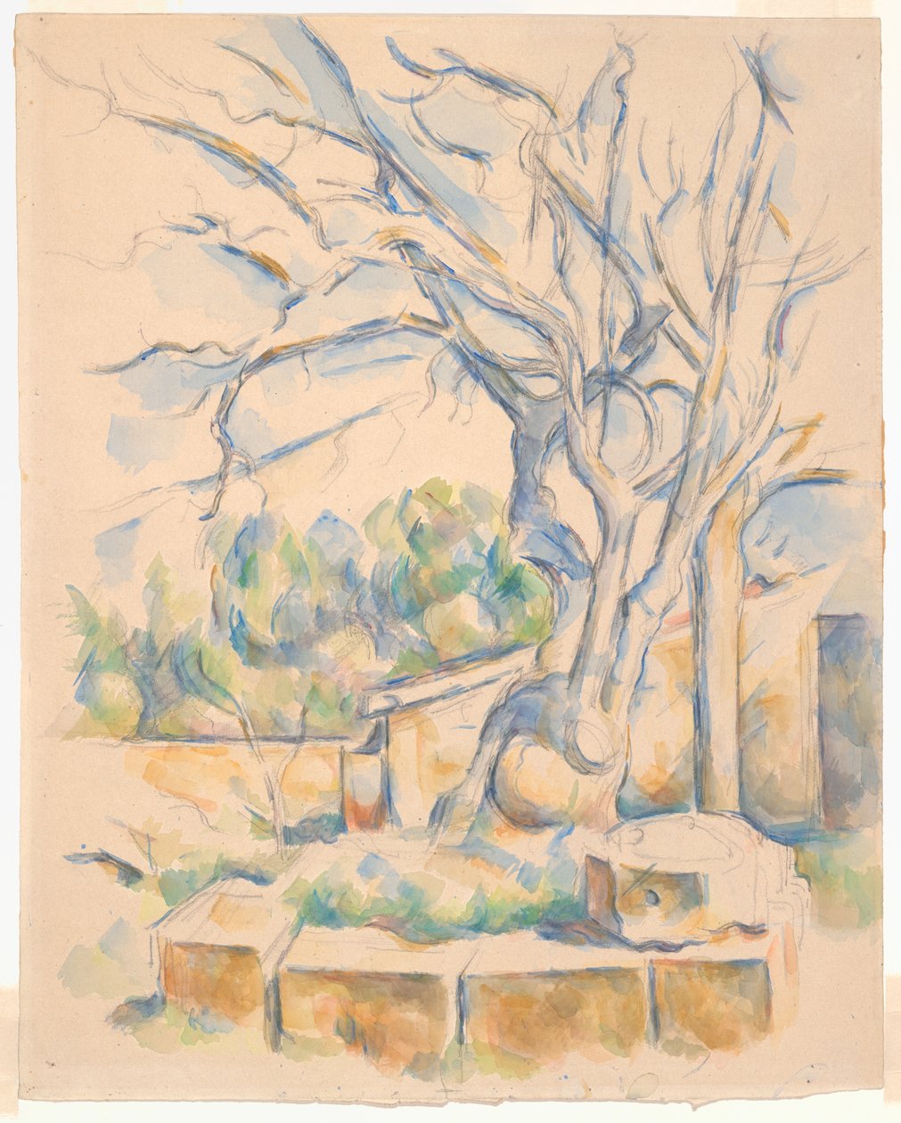 Pistageträd vid Château Noir av Paul Cézanne