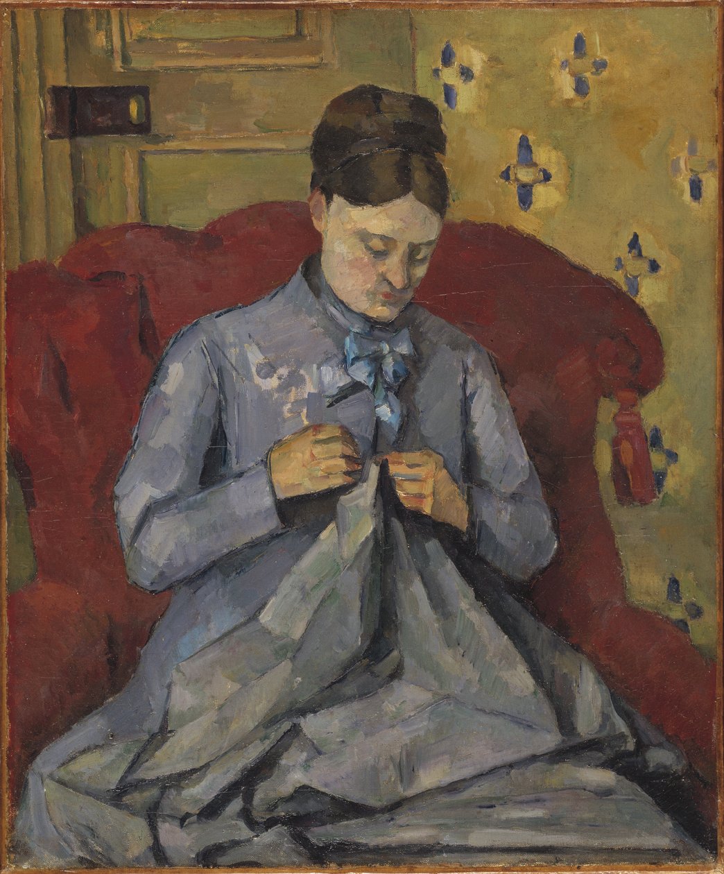 Porträtt av konstnärens fru - Porträtt av konstnärens fru, av Cezanne, Paul (1839-1906). olja på duk av Paul Cézanne