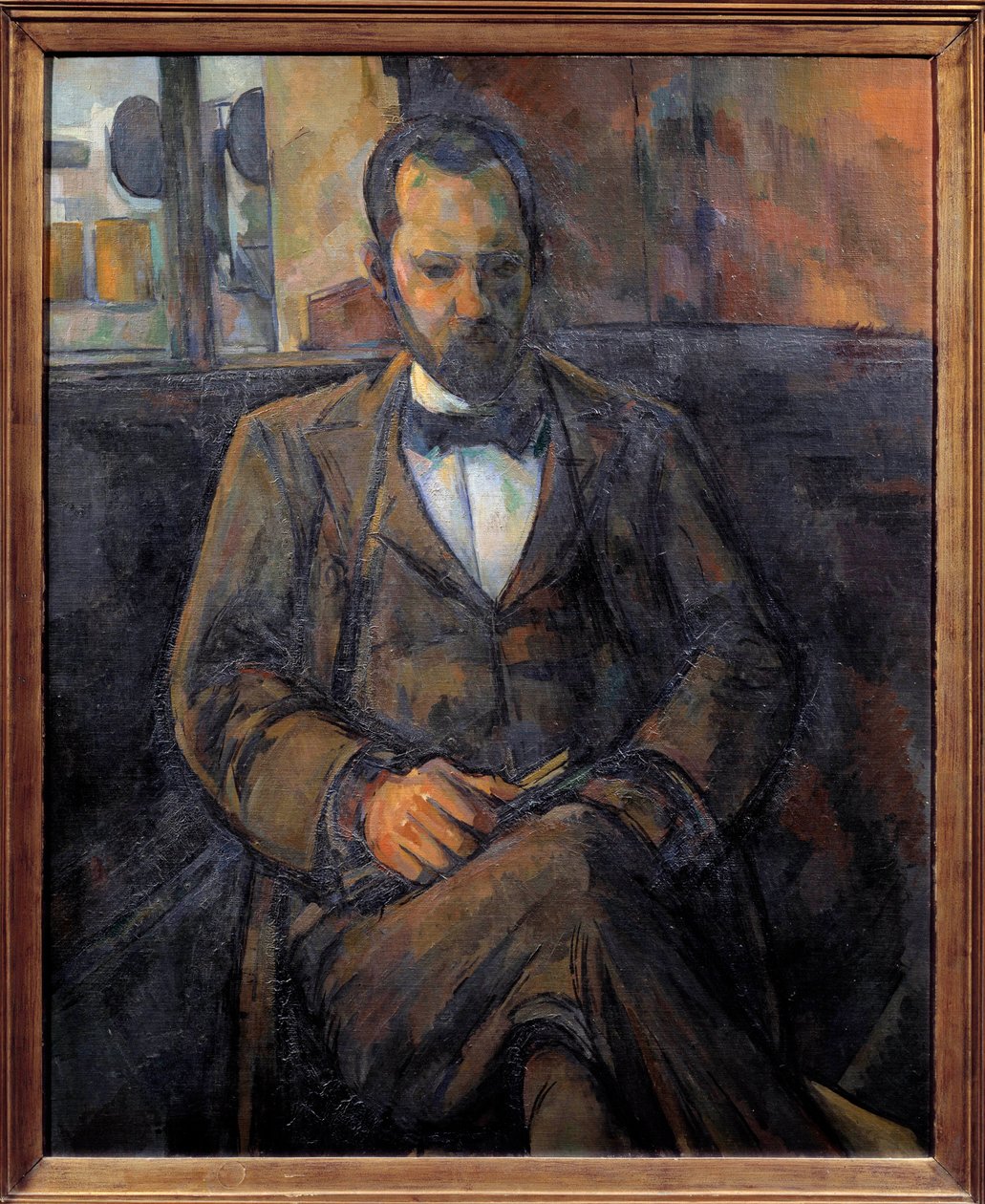 Porträtt av Ambroise Vollard (1866-1939) Konsthandlarmålning av Paul Cezanne (1839-1906) 1899 Sön. 1x0,81 m Paris, Petit Palais Museum - Porträtt av Ambroise Vollard (1866-1939), konsthandlare. Målning av Paul Cezanne (1839-1906) 1899. 1x 0,81 m. Målare av Paul Cézanne