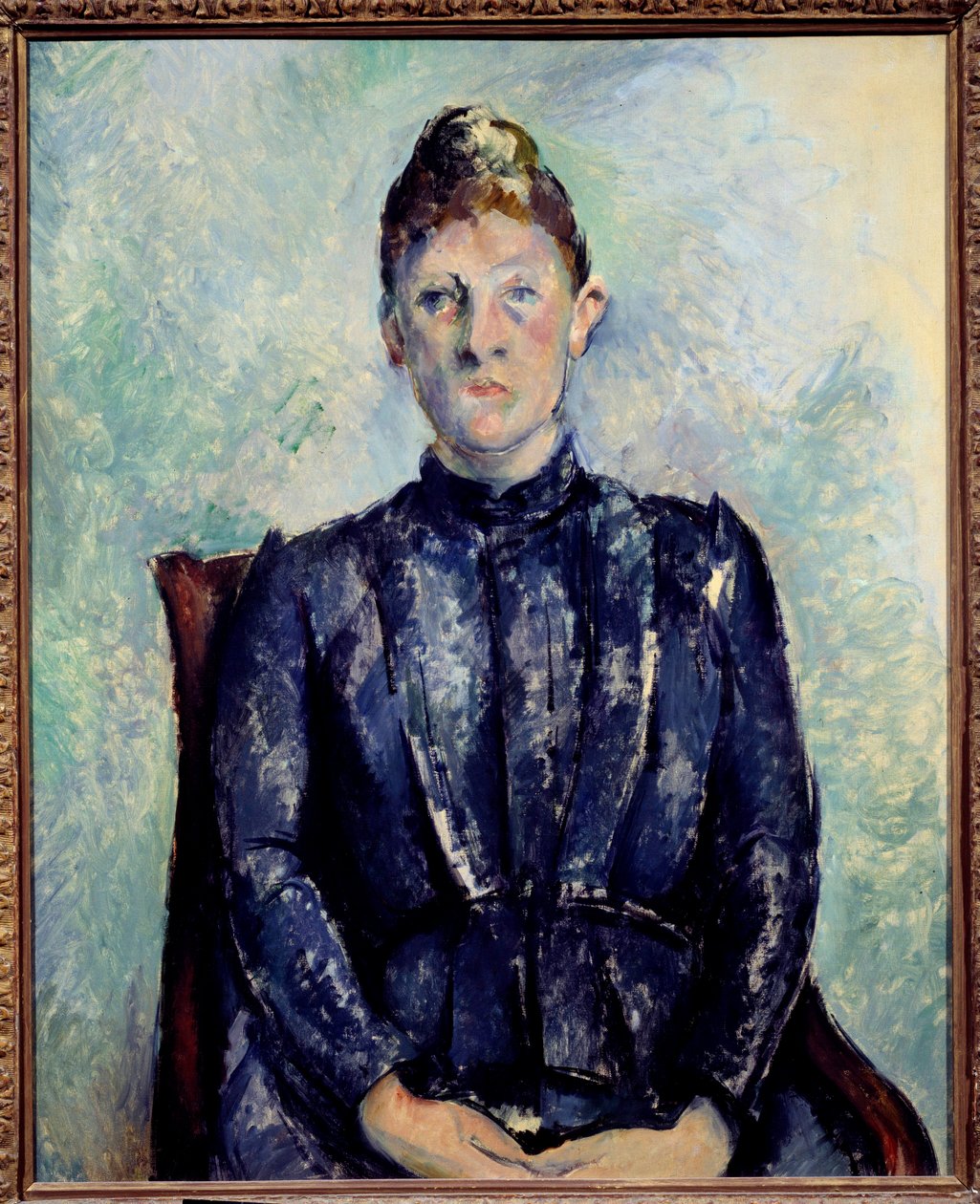 Porträtt av Madame Cezanne Målning av Paul Cezanne (1839-1906) 1800-talets sön. 0,65x0,81 m Paris, Musee de l