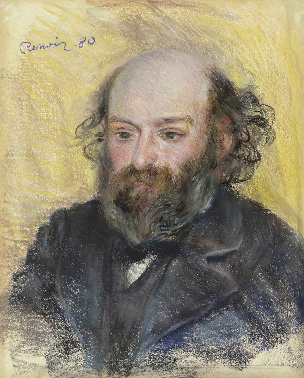 Porträtt av Paul Cezanne (1839-1906) av Pierre Auguste REnoir (1841-1919) av Paul Cézanne