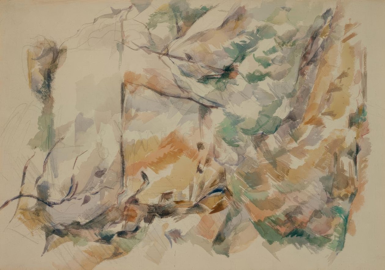 Stenar nära grottorna ovanför Château-Noir av Paul Cézanne