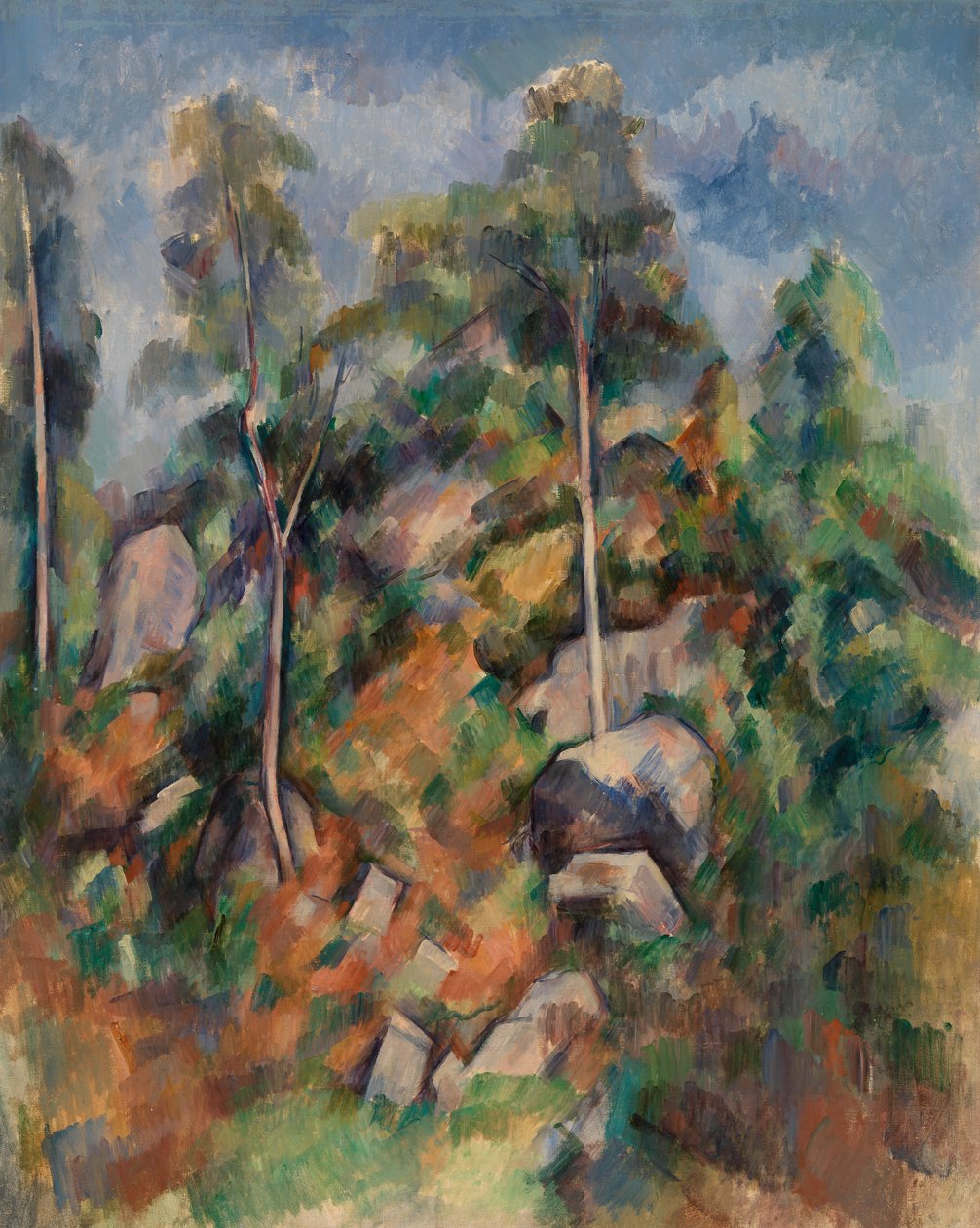Stenar och träd av Paul Cézanne