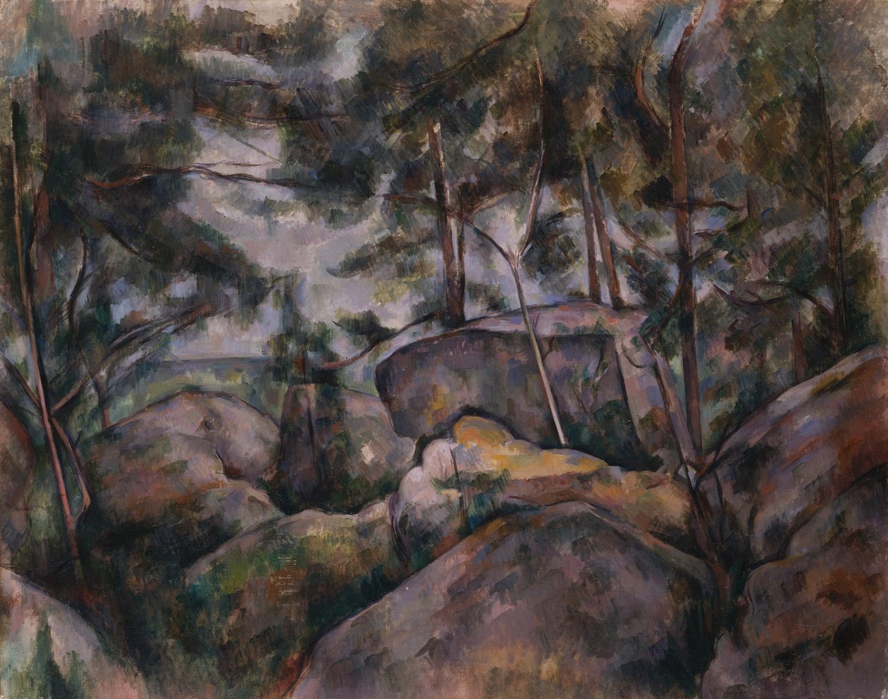 Stenar i skogen, 1890-talet. av Paul Cézanne