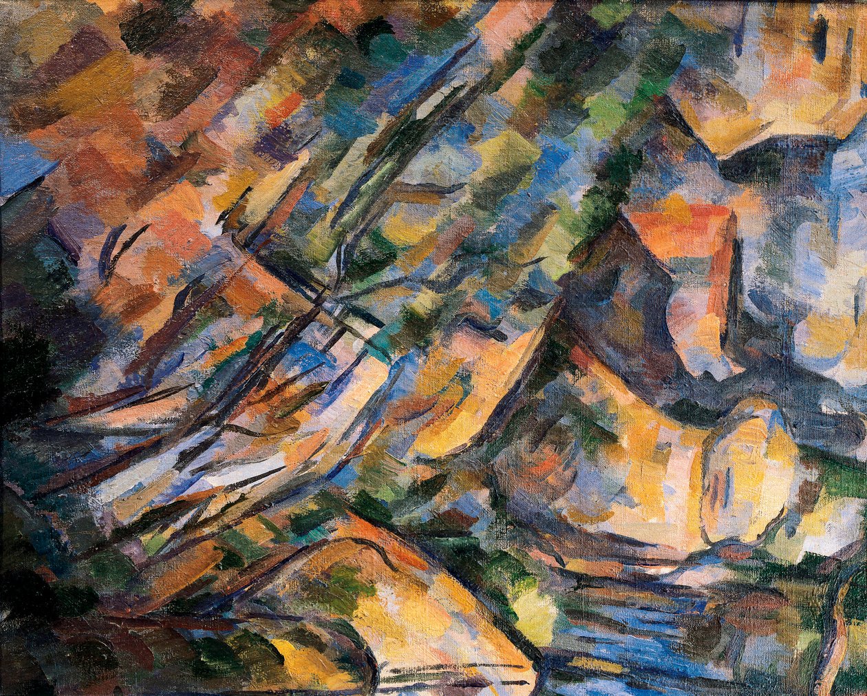 Stenar nära grottorna ovanför Chateau Noir, detalj. Målning av Paul Cezanne (1839-1906) av Paul Cézanne