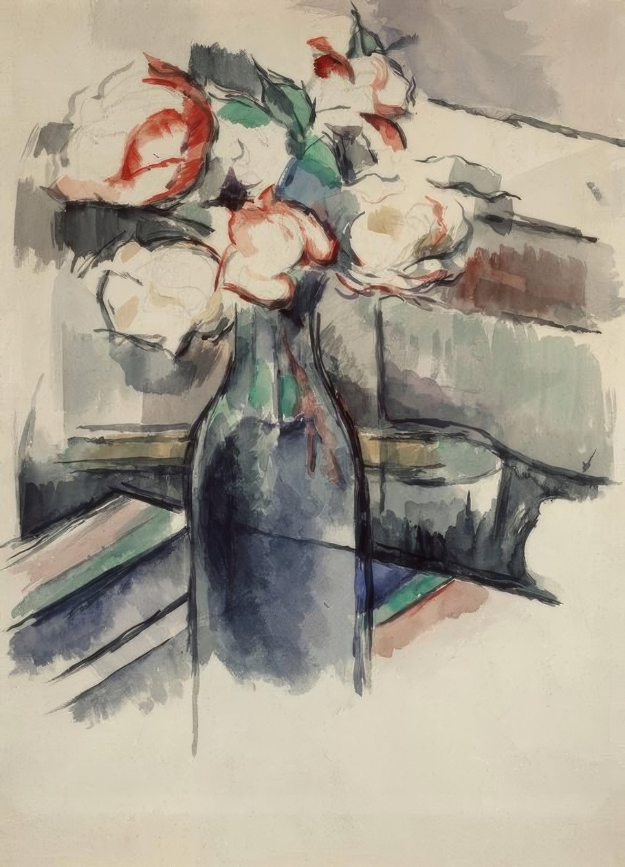 Rosor i en flaska av Paul Cézanne
