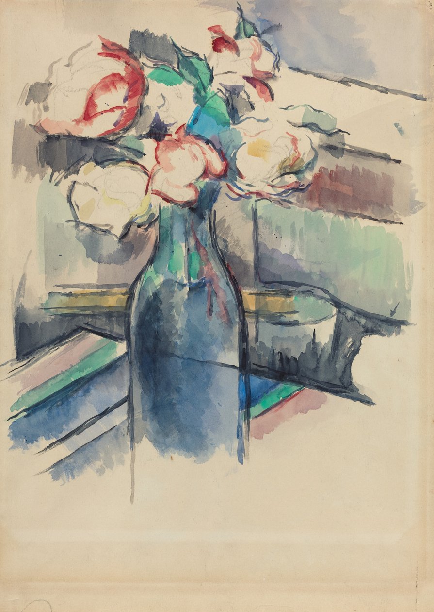 Rosor i en flaska [recto] av Paul Cézanne