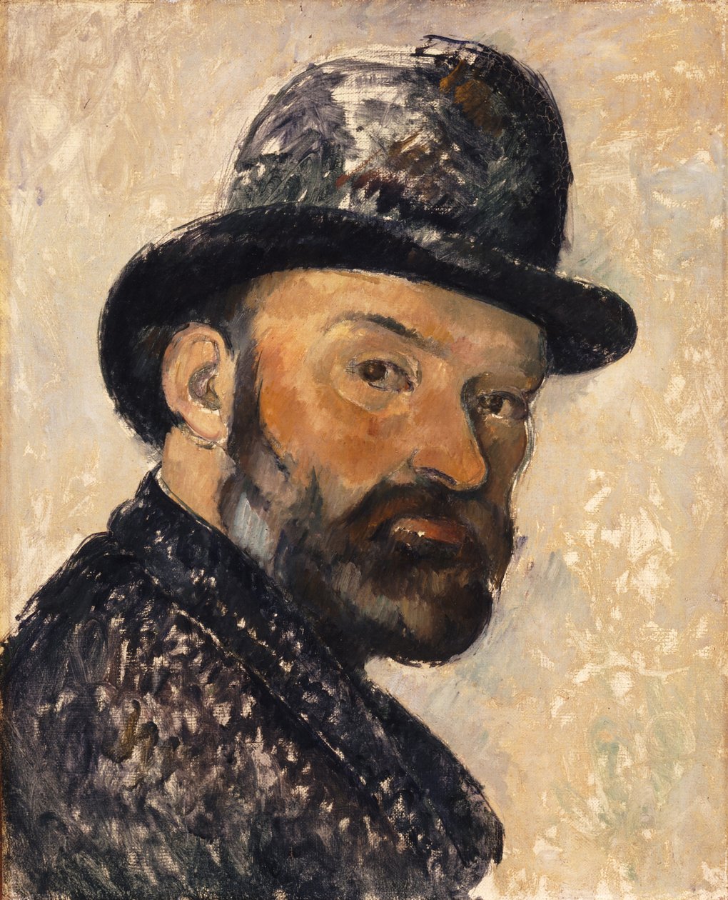Självporträtt med bowlerhatt, 1885-1886. av Paul Cézanne
